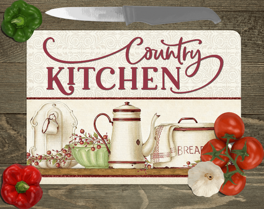 COUNTRY KITCHEN GLASS CUTTING BOARD
