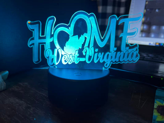 HOME WEST VIRGINIA ACRYLIC INSERT FOR LED NIGHT LIGHT