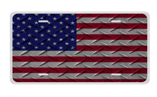 AMERICAN FLAG METAL LICENSE PLATE