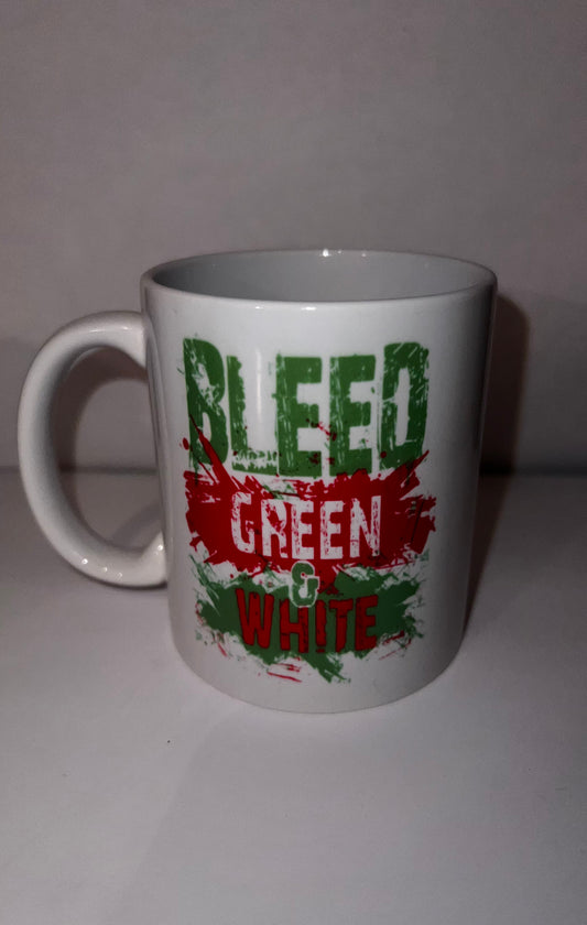 BLEED GREEN & WHITE 11 OZ COFFEE MUG