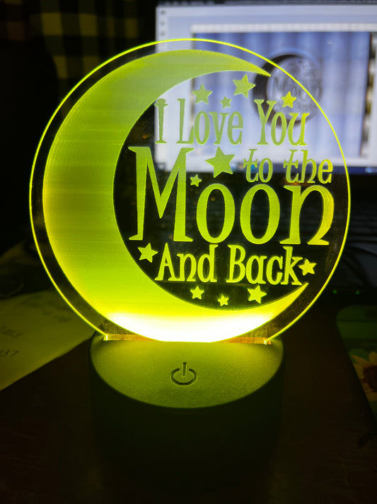 TO THE MOON AND BACK ACRYLIC INSERT FOR LED NIGHT LIGHT